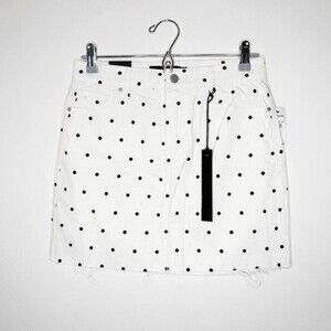 TINSEL Polka Dot Denim Mini Skirt 